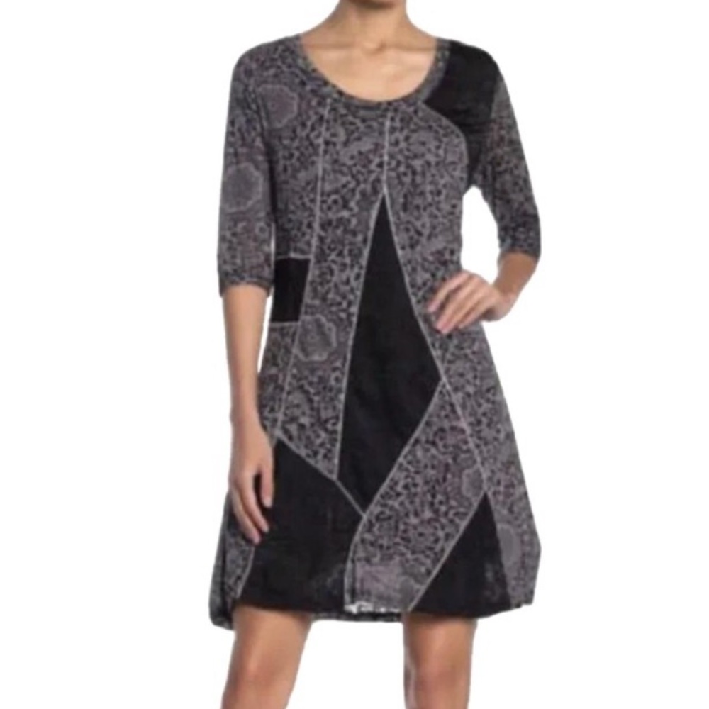 Papillon Floral Geometric Scoop Neck Fit & Flare Casual Dress Size XS